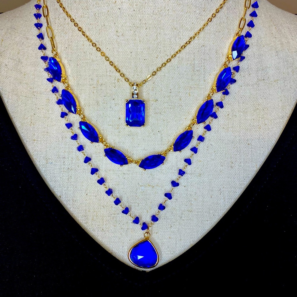 Park Lane Elegant Sapphire Blue and Gold Necklace Set